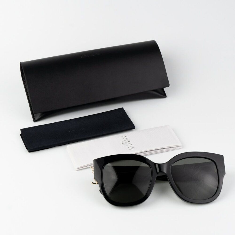NEW Saint Laurent SLM95/F 001 Black Grey Oversized Cat Eye Women Sunglasses - Picture 13 of 13